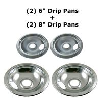 Kitchen Basics 101 Chrome Drip Pan Set Replacement for Frigidaire Kenmore 316048413 and 316048414: 2 ea 6" and 8"