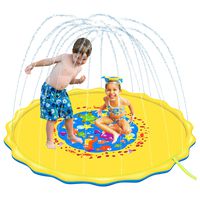 U-Goforst 68 Inch Sprinkle and Splash Play Mat Water Wadding Pool Toys Fun for Children Toddlers Boys Girls Kids Inflatable Summer Outdoor Party Sprinkler Splash Pad (Yellow)