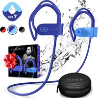 [2020 Edition] Wireless Workout Bluetooth Headphones for Running and Gym - Best Sport Earbuds for Men & Women - Waterproof IPX7 Sports Earphones - Noise Cancelling Headset for iPhone & Android (Blue)