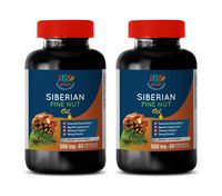 Anxiety Natural Supplements - Siberian Pine Nuts Oil 500MG - Pure and Potent Ingredients - Digestion Support Supplement - 2 Bottles 120 Softgels