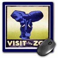 3dRose LLC 8 x 8 x 0.25 Inches Navy Blue Framed WPA Poster of Blue Elephant Zoo AD Pattern Mouse Pad (mp_48166_1)