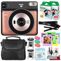 Fujifilm instax Square SQ6 Instant Film Camera (Blush Gold) + 40 Sheet Square Instant Film + Deluxe Bundle (USA Warranty)