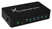 XtremPro HDMI Switch Ultra Slim 5x1 Ports, 5 in 1 Out Aluminum Switch w/IR Remote & AC Adapter, Supports HDTV, 4K2K 1080P, 720P, Full 3D for PS, Xbox, Nintendo, Projector - Black (11007)