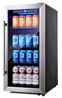 Phiestina PH-CBR100SP 96 Can Compressor Beverage Cooler Air-Cooled Refrigerator Stainless Steel & Glass Door with Handle