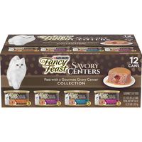 Purina Fancy Feast Pate Wet Cat Food Variety Pack, Savory Centers Pate with a Gravy Center - (2 Packs of 12) 3 oz. Pull-Top Cans