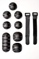 J&S Cable Organizers- Black Cable Management Clips, Hook and Loop Straps Bundle, Self Adhesive Cable Holders, 16 Pack Black