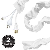 Cordinate, Eggshell White, Fabric Cord Cover 2 Pack, 6 ft, Hides, Lamps, Light Fixtures, and Desks, Cable Management, Easy Installation, 48656