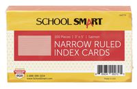 School Smart Heavyweight Ruled Index Cards - 3 x 5 inches - Pack of 100 - Salmon