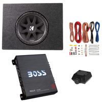 Kicker 10" 300W Subwoofer + Q Power Truck Enclosure + Boss 1100W A/B Amplifier