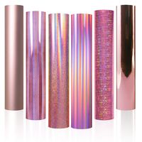 Rose Gold Vinyl,Holographic Opal Chrome Rose Gold Adhesive Craft Vinyl, Permanent Rose Gold Vinyl Sheets 12 Inch X 12 Inch ，6 Sheets for Cricut and Silhouette, Cameo,Rose Gold