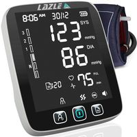[All New 2020] Blood Pressure Monitor by LAZLE: Automatic Upper Arm Machine & Digital BP Cuff Kit - Largest Display - 200 Sets Memory, Includes Batteries, Carrying Case