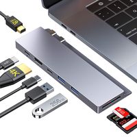 USB C Hub,GIKERSY 8-in-1 USB C Docking Station with Mini DP,4K HDMI,USB-C 100W PD,USB-C Data Port,2 USB 3.0 Ports,UHS-II SD 4.0/MicroSD Card Reader,Compatible with MacBook Pro 2019/2018-2016