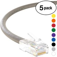 InstallerParts (5 Pack) Ethernet Cable CAT5E Cable UTP Non-Booted 2 FT - Gray - Professional Series - 1Gigabit/Sec Network/Internet Cable, 350MHZ