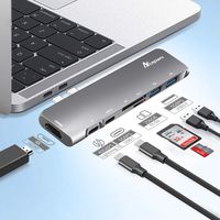 USB C HUB, ANCROWN USB Type C Adapter 7 in 1 Aluminum Multi Port 100W Power Delivery Thunderbolt 3 Dongle with USB 3.0 Port, 4K USB C to HDMI, SD/TF Card Reader, for MacBook Pro 13" 15" 2018/2017/2016