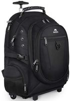 Matein Rolling Backpack, Travel Backpack with Removable Wheels for Men and Women, Roller Backpack fit 17 inch Laptop for Business, School, College, Black