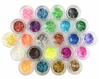 Glitter Powder Sequins for Slime,Arts & Crafts Extra Solvent Resistant Glitter Powder Shakers,Assorted Colors (24 Pack Sequins)