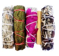MAMA WUNDERBAR Smudge Kit - White Sage, Cedar, Flower Sage, Yerba Santa, Palo Santo. Home Cleansing, Blessing, Manifesting, Love