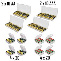 Whizzotech AA AAA C D Battery Storage Case Holder Organizer Box (2AA + 2AAA + 4C + 4D)