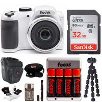 Kodak PIXPRO AZ252 Point & Shoot Digital Camera with 3" LCD, White 32GB Bundle with Spider Tripod and Rechargeable Battery