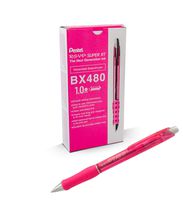 Pentel RSVP Super RT Ballpoint Pen, (1.0mm) Medium Line, Pink Ink, Box of 12 Pens (BX480-P)