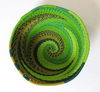 African Zulu woven telephone wire bowl - Extra small round - Green - Gift from Africa