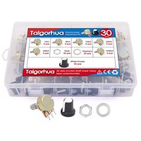 30sets 1k-100k Ohm Single Linear Taper 3 Pins Rotary Potentiometers Resistor with Pots Knobs Kit