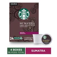 Starbucks Sumatra Dark Roast Single Cup Coffee for Keurig Brewers, 4 Boxes of 24 | Great Holiday Gift for Coffee Lovers
