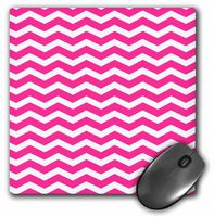 3dRose LLC 8 x 8 x 0.25 Inches Mouse Pad, Hot Pink and White Chevron Zig Zag Pattern Classic Girly (mp_56645_1)