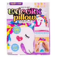 Made By Me Make Your Own Unicorn Pillow by Horizon Group USA, Unicorn Shaped DIY Decorative Pillow. Fiberfill, Glitter Stickers & Rainbow Fleece Strips Included. No Sewing Needed, Assorted