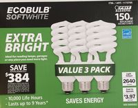 Feit Electric EcoBulb Soft White 33W Extra Bright 150W Equivalent Compact Fluorescent Light Bulb CFL 3 Pack