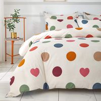 Uozzi Bedding King Comforter Set with Dots & Love Hearts for Valentine's Day, 100% Microfiber Hypoallergenic Duvet Insert 102x88 Bedding Set