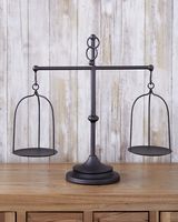 The Lakeside Collection Farmhouse Scale Candleholder - Unique Centerpiece Stand with Vintage Style