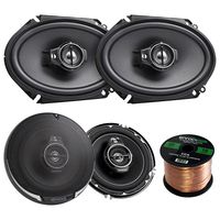 2 Pairs Car Speaker Package of 2X Kenwood KFC-C6895PS 720-Watt 6x8 Inch 3-Way Custom Fit Coaxial Speakers + 2X KFC1695PS 6-1/2" 3-Way 320 Watt Car Speakers + Enrock 16g 50 Feet Speaker Wire