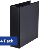 AmazonBasics Heavy-Duty D-Ring Binder - 2 Inch, Black, 4-Pack