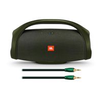 JBL Boombox Portable Bluetooth Wireless Waterproof Speaker Bundle with AudioQuest Evergreen 3.5mm to 3.5mm Analog Audio Cable - (1.5m) Green