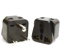 Orei 2 in 1 USA to India Adapter Plug (Type D) - 2-Pack, Black - Will Not Convert Voltage