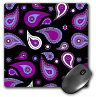 3dRose LLC 8 x 8 x 0.25 Inches Purple and Black Paisley Print Mouse Pad (mp_13779_1)
