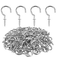 Powlankou 1inch Nickel Plated Metal Screw-in Ceiling Hooks Cup Hooks Silver, 120 Pieces