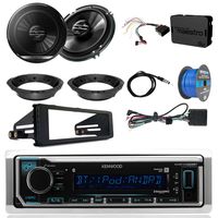 Kenwood KMR-M322BT Marine Bluetooth Radio, 2X Pioneer TS-G1620F 6.5 Speakers, Adapters, iDataLink Wiring Kit, Enock Harley Dash Kit, Antenna, 16-G 50 Ft Tinned Wire (Select '98-'13 Harleys)