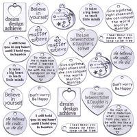 Jdesun 24 Pieces Inspiration Words Charms, 12 Styles Inspirational Message Charm Pendants for Crafting Necklace Bracelet