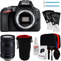 Nikon 1575 D5600 24.2 MP DX-Format Full HD 1080p Digital SLR Camera Body Black Bundle with 18-400mm f/3.5-6.3 Di II VC HLD Lens, Cleaning Kit, Lens Bag, 16mm and 24mm Cleaner Swabs