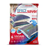 Spacesaver Premium Reusable Vacuum Storage Bags, Save 80% More Storage Space. Double Zip Seal & Leak Valve, Travel Hand Pump Included (Large 6 Pack)
