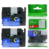 2/Pack LM Tapes - Premium 3/4" Blue Print on Clear Label Compatible with Brother TZe-143 P-Touch Tape and Comes with a Great Tape Color/Size Guide for Easy reordering. 18mm 0.7 Laminated