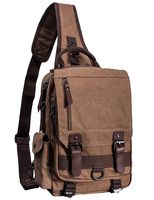 El-fmly Canvas Message Sling Bag Outdoor Cross Body Bag Messenger Shoulder Laptop Bag - Coffee