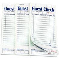 [50 Pads, 50 Sheets/Pad] Single Part Guest Checks Pad for Restaurants, Perforated 1 Part Green and White Check with Bottom Guest Receipt for Bars, Cafes and Restaurant Orders