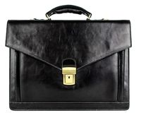 Leather Briefcase Handmade Italian Laptop Bag Classy Black - Time Resistance