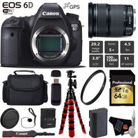Canon EOS 6D DSLR Camera with 24-105mm is STM Lens + Wireless Remote + UV Protection Filter + Case + Wrist Strap + Tripod + Card Reader