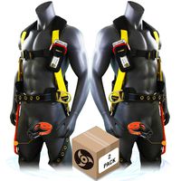 KwikSafety (Charlotte, NC) TYPHOON (2 PACK) ANSI Fall Protection Full Body Safety Harness Personal Protective Equipment Dorsal Ring Side D-Rings Grommet Leg Straps Tool Lanyard Bolt Pouch Construction