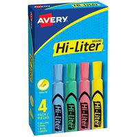 Avery Hi-Liter, Desk Style, Chisel Tip, Assorted Colors, Pack of 4 Highlighters (17752)