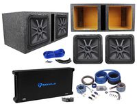(2) KICKER 45L7R152 15" 3600w L7R Car Subwoofers+Vented Box+Amplifier+Amp Kit